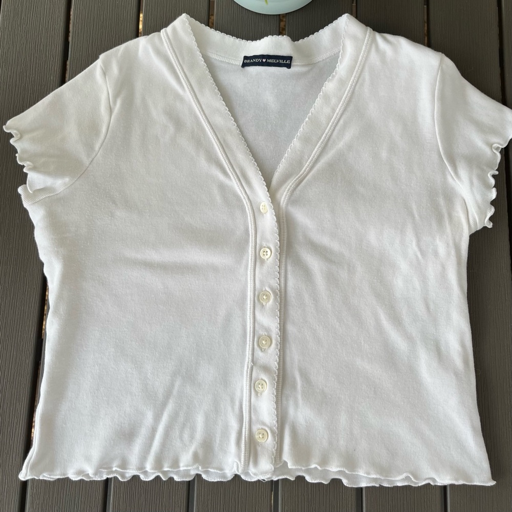 Brandy Melville Ruffle Trim Crop Top